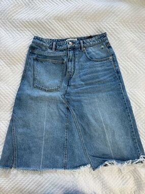 Tory Burch Deconstructed Denim A-Line Skirt EUC